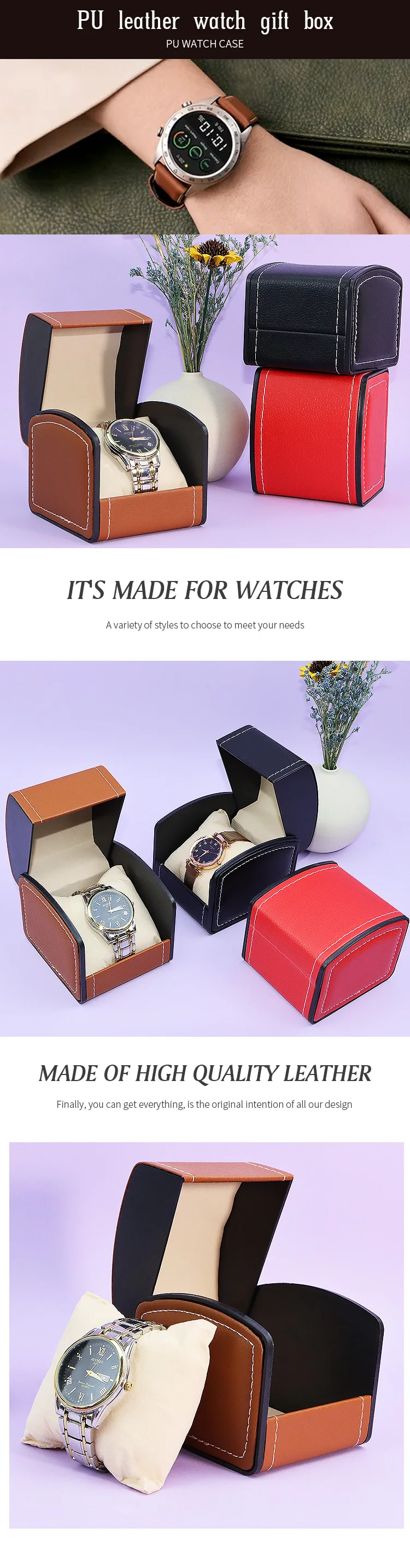 Red Black Box Luxury Gift Watch Box Custom Logo Printed Watch Boxes