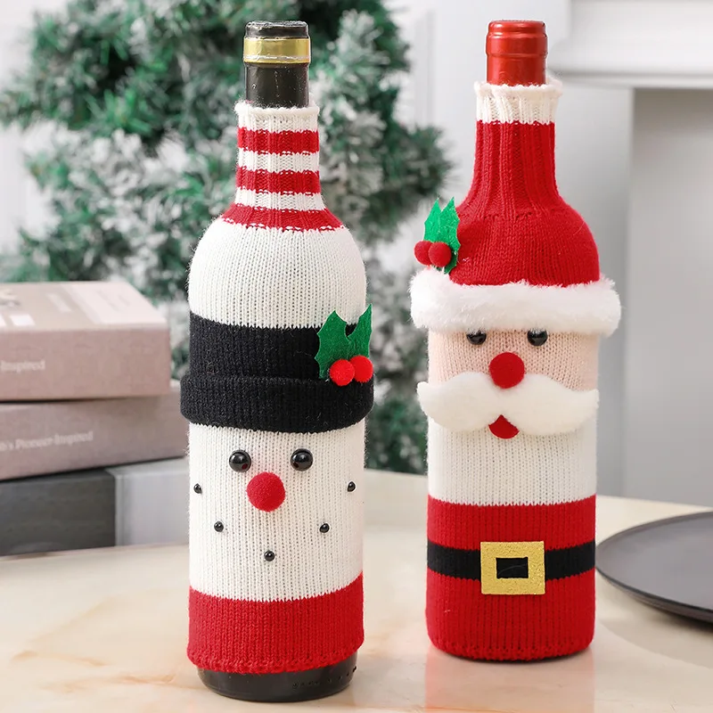 Knitting Wine Bottle Set Champagne Bottle Set Christmas Decorations