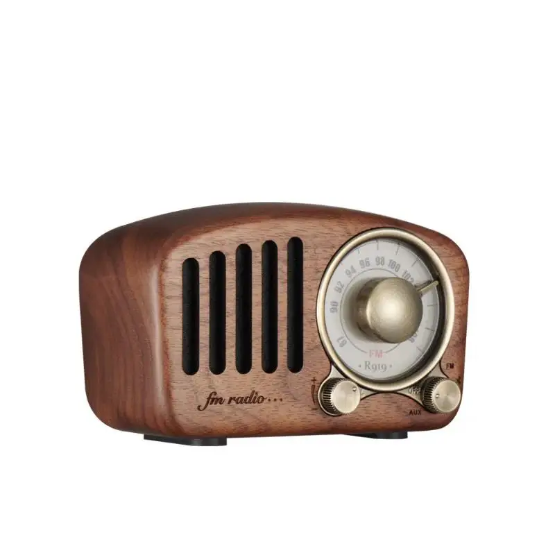 R919 Classical Retro Radio Receiver Portable Mini Wood FM SD MP3 Radio Stereo Bluetooth Speaker AUX USB Rechargeable Radio