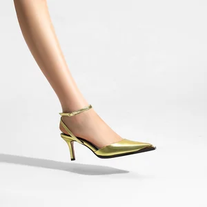 Women's Elegant Closed Toe Pumps with Ankle Strap and Stiletto Heel Sexy Kitten Heels for Summer and Autumn Wholesale