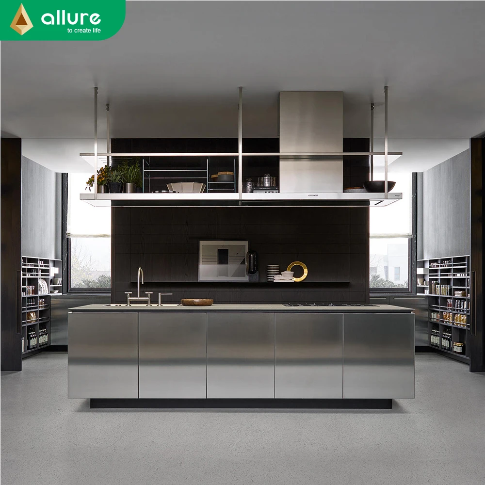 Allure Latest Designs Modern Sets Furniture Stainless Steel Kitchen Cabinets