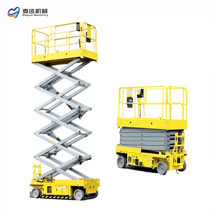 Мобильный Электрический самоходный гидравлический ножничный подъемник с питанием от батареи 220 В по хорошей