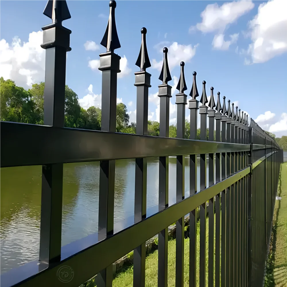 Cheap Price Per Meter Cast Iron Fencing Pickets Faux Wrought Iron Railing Fence Villa Wrought Iron Spear Top Fence for Houses