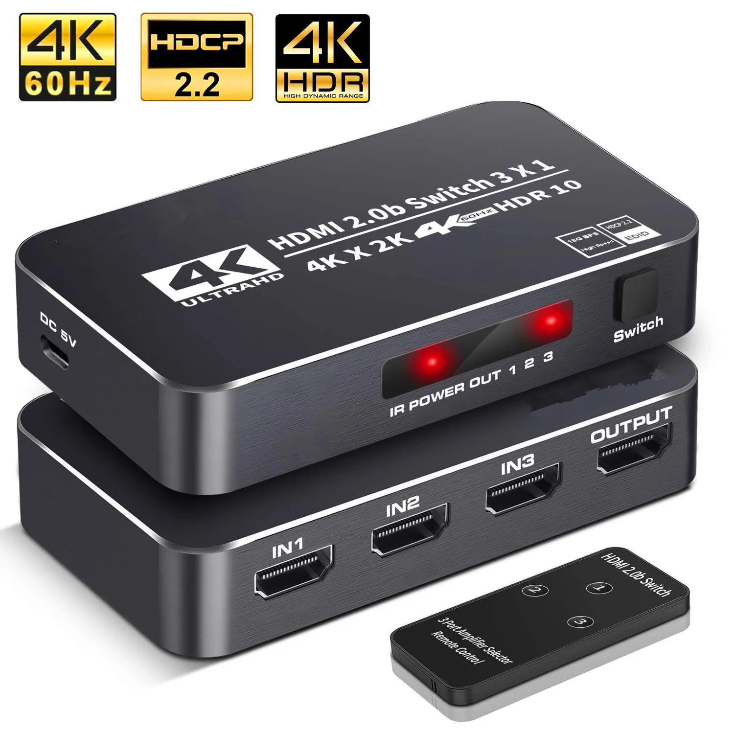 3x1 HDMI Switch with Remote  4K 60Hz 4:4:4 HDR-10 - J-Tech Digital