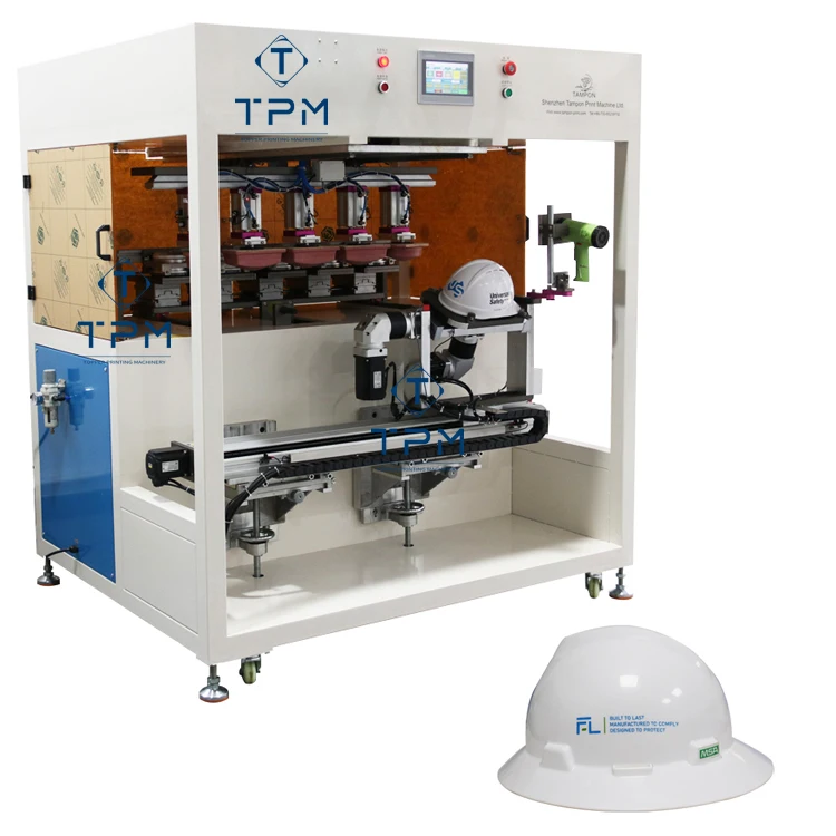 Semi-auto Servo Rotary 5 Colors Hard Hat Safety Helmet Pad Printer Silicone Printing Machine