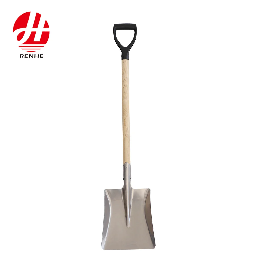 product factory direct produat good quality total length 1m aluminum square shovel spade with wood handle-2