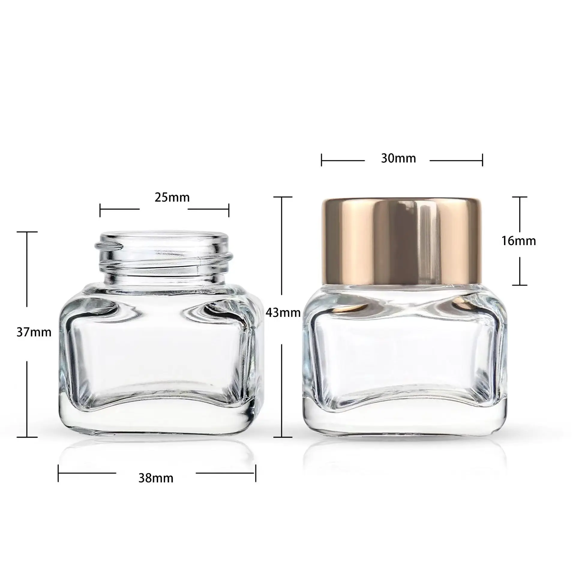 High-End 15g Clear  Glass Square Jars Aluminum Lid  Cosmetic Skincare Packaging Container Body Face Eye Cream Paint supplier