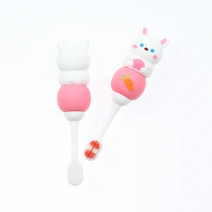 So Cute Baby pink Rabbit Shaped Toothbrush 3d Babe ultra Fine Bristles Small Size Easy Hold Tooth Brush Oral Hygiene