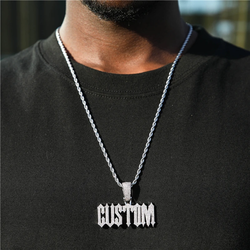 De Initial Letter Pendant Vvs Moissanite Pendant Necklace 925 Gold Rose