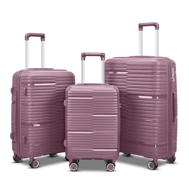 Wholesale Custom 20 24 28 Inch 360 Degrees Wheels PP luggage Suitcase Aluminum Trolley Handle Travel Luggage Set