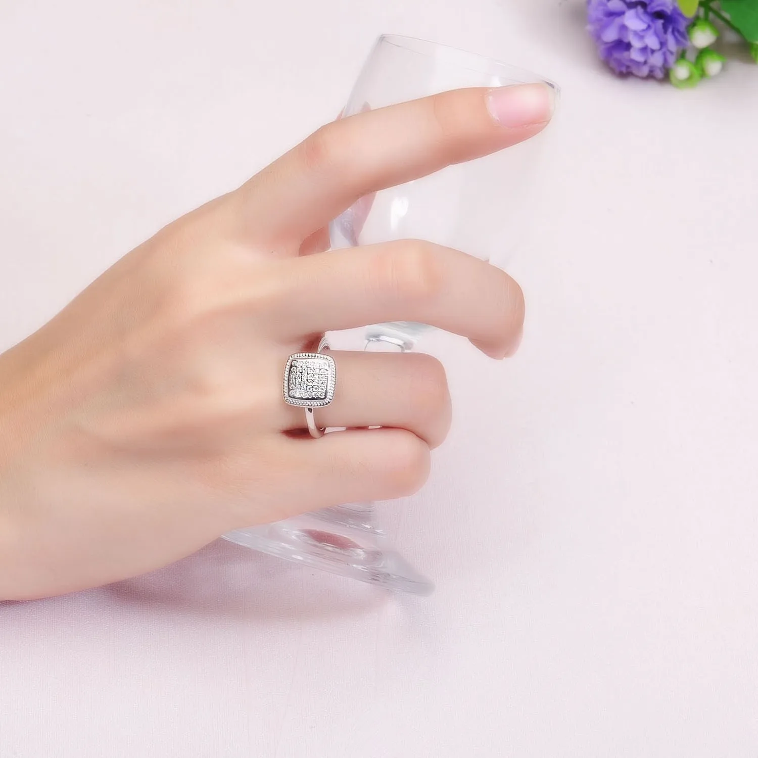 Women Wedding Ring 925 Sterling Silver Cubic Zirconia Jewelry Engagement Geometry Rings(图2)