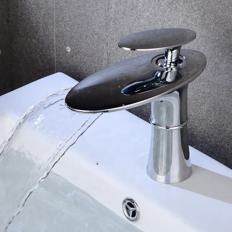 Wholesale Modern Bathroom Brass Water Mixer Tap White Waterfall Basin Faucet
