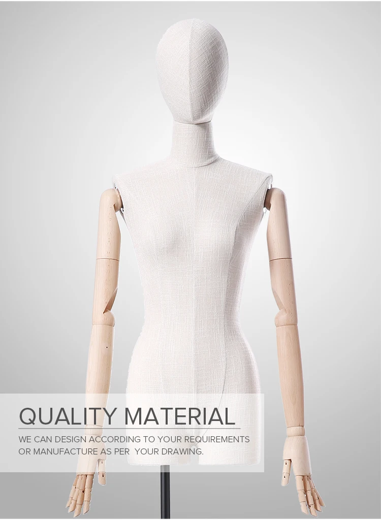 Uk Warehouse Linen Mannequin Torso Stand Female Half Body Dressmaker