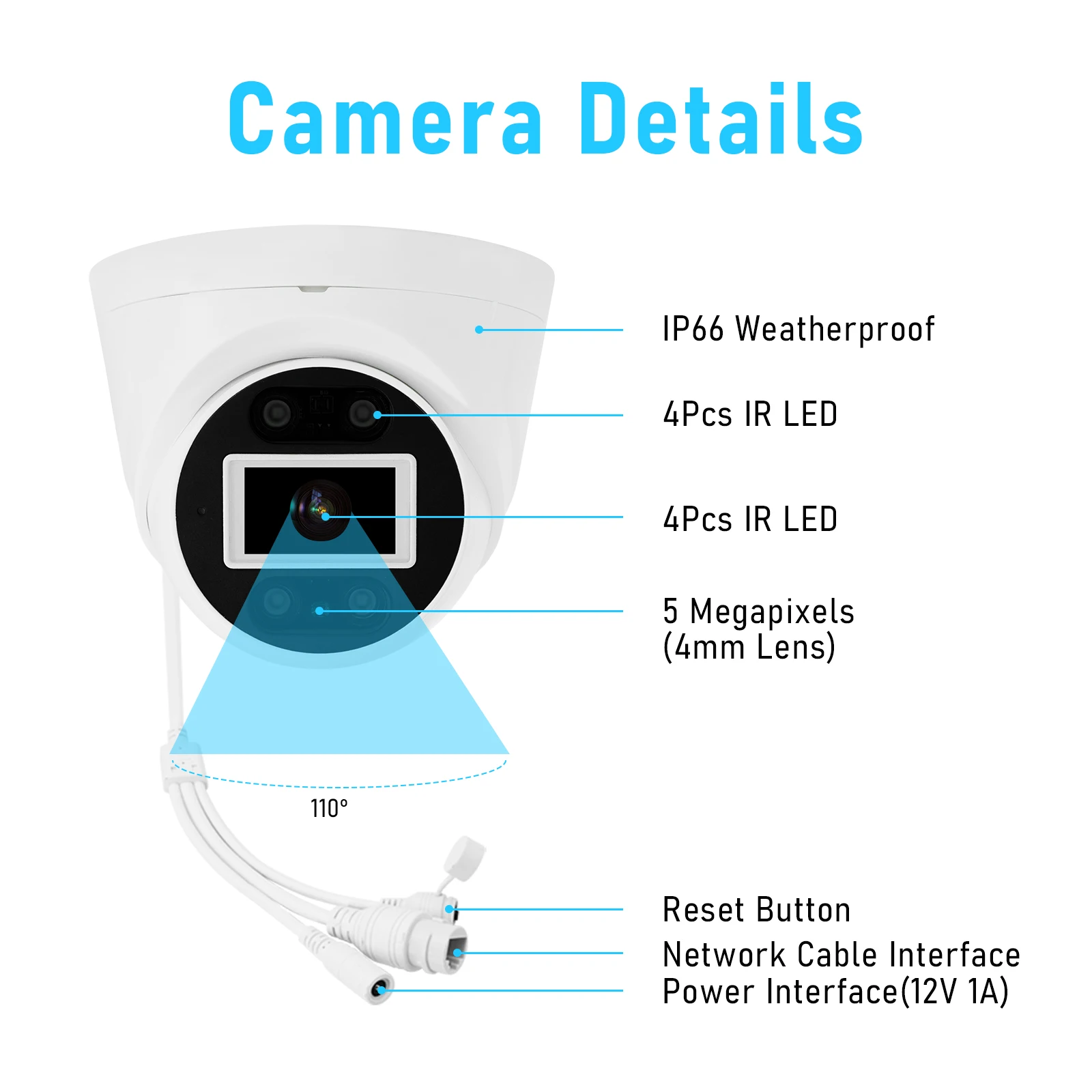 JideTech 4K 8MP 20fps ColorVu Night Vision CCTV IP Humanoid Detection Dome Security Camera 3 Stream RTMP Camera Work with Yotube