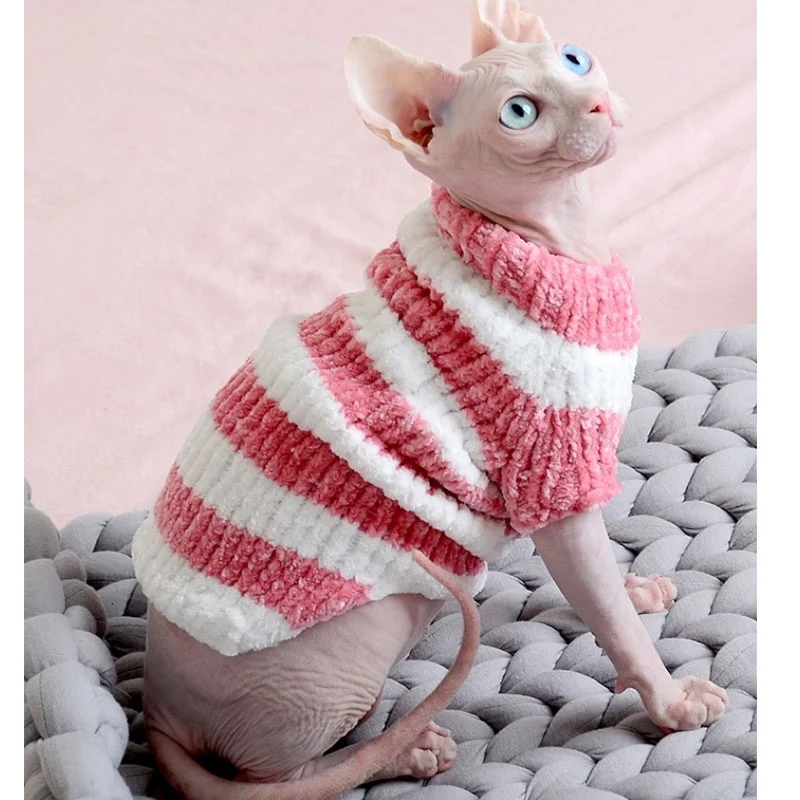 Hairless Cat Sweater Warm Cat Clothes in Autumn and Winter cat Handmade Swe...