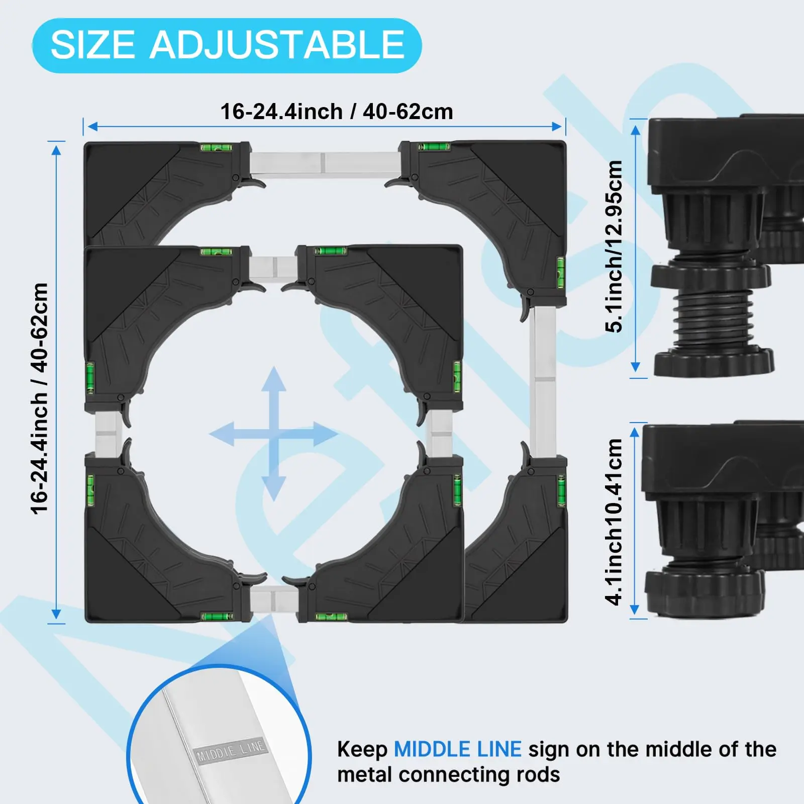 Nefish Mini Fridge Stand Universal Stand Base Adjustable Refrigerator Stand with 4 Strong Feet Washing Machine Base for Dryer