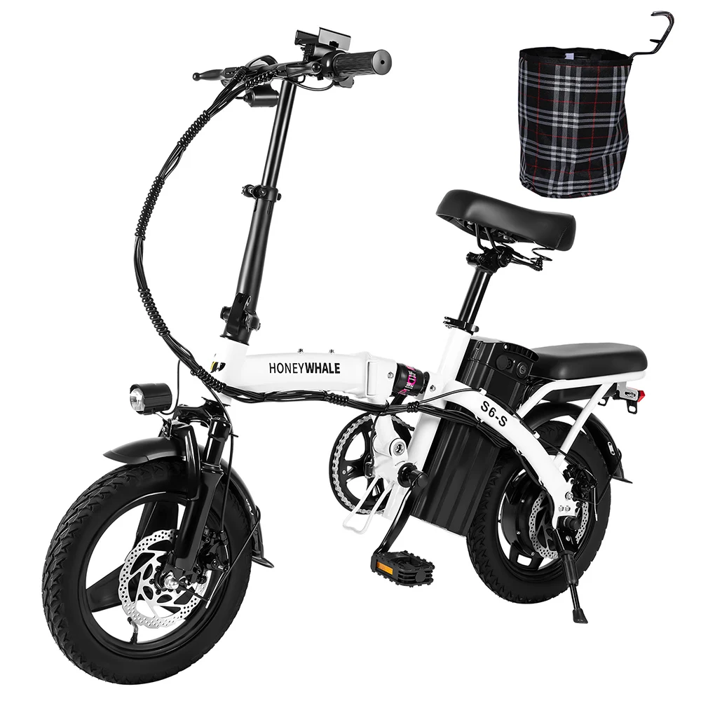 HONEY WHALE S6-S 14-Zoll-Elektrofahrrad 250W Motor 48V 10,4 Ah Batterie 25 km/h Vordere und mittlere Federung Dämpfung Doppels c