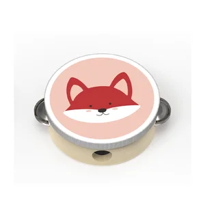 Unisex Montessori Educational Pretend Tambourine Set Nontoxic Wood Fox Toy for 18 Months+ Children New Feature Preschool Fun