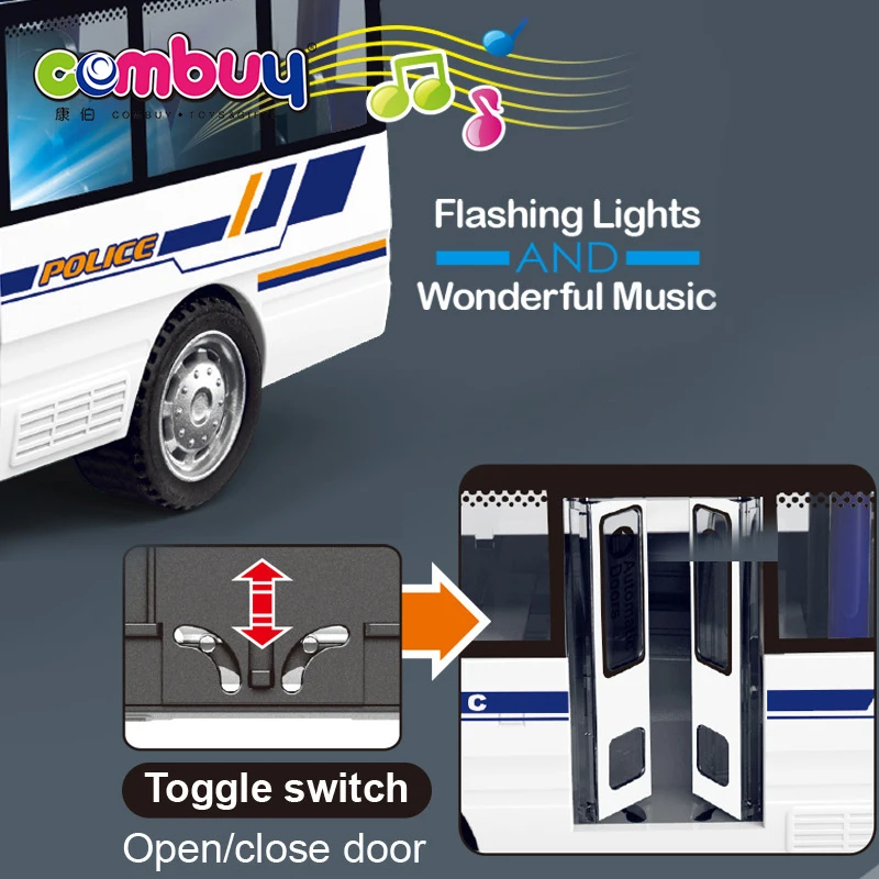Flash Light Friction Power Inertia Car City Music Bus With 8pcs
