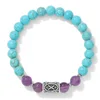 Pulsera vikinga de turquesa azul amatista natural