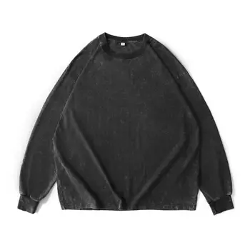 Vintage Autumn Long-Sleeve T-Shirt Washed Oversize Plus Size Shoulder Blank Design Solid