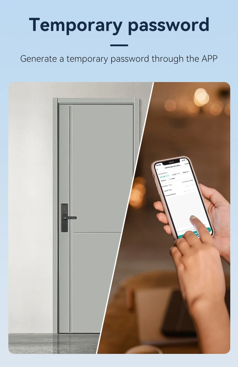 Qleung S851 Smart Door Lock Tuya Wifi Smart Remote Control Fingerprint Password Card Key for Hotels Apartments Offices 4