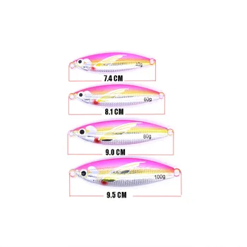 40g 60g 80g 100g Jigging Slow Metal Jigs Sea Fishing Lures Bait Pitch Molds Sink Head Saltwater Light Shore Fishing Lure – Metal Jig – view 3