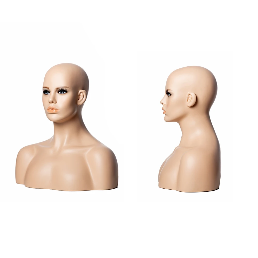 力的半身逼真女性人体模型用于假发展示头发商店展示女性人体模型头部