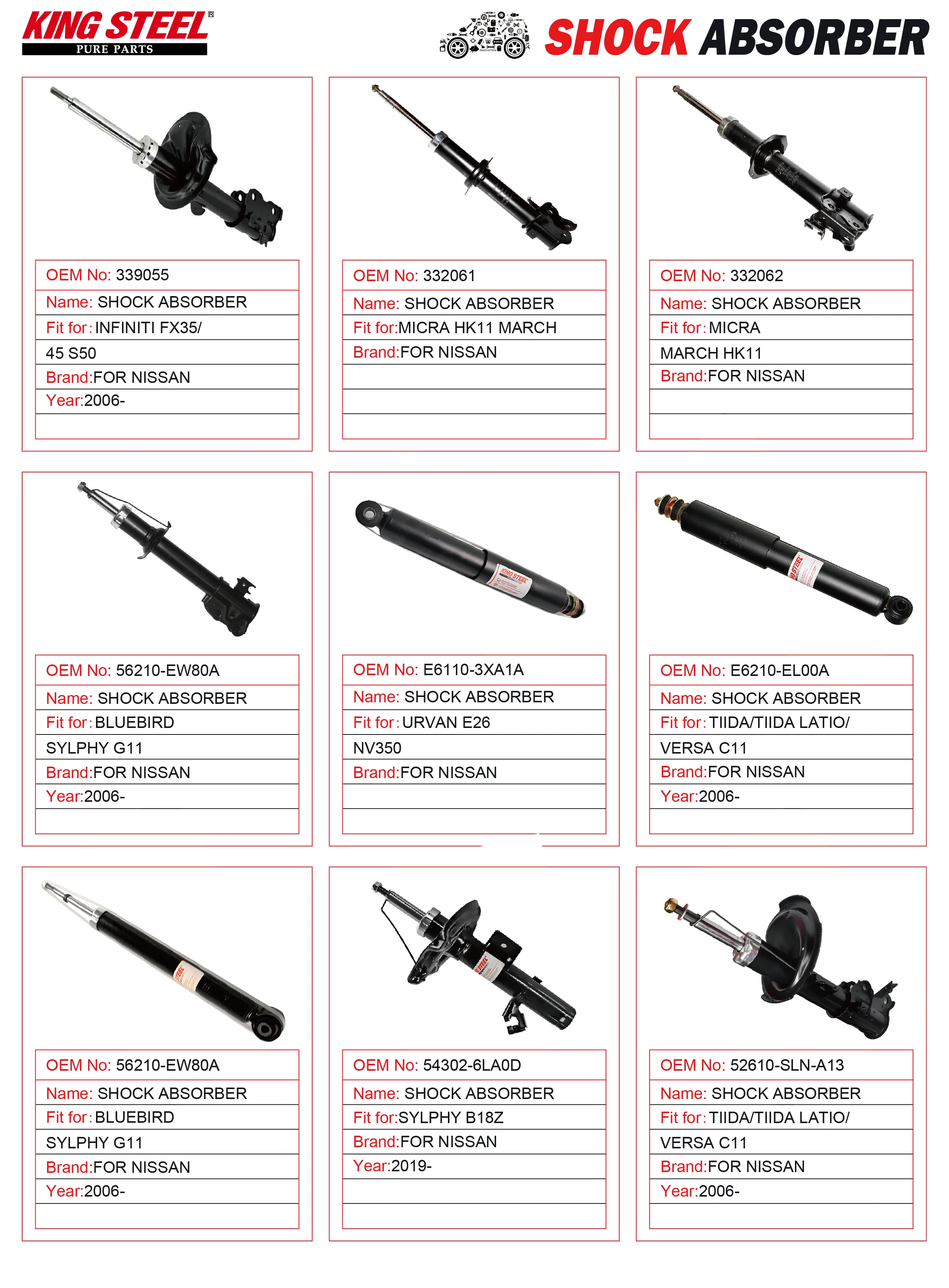 OEM 48611-VC000 Shock Absorber for Nissan Patrol X-TRAIL