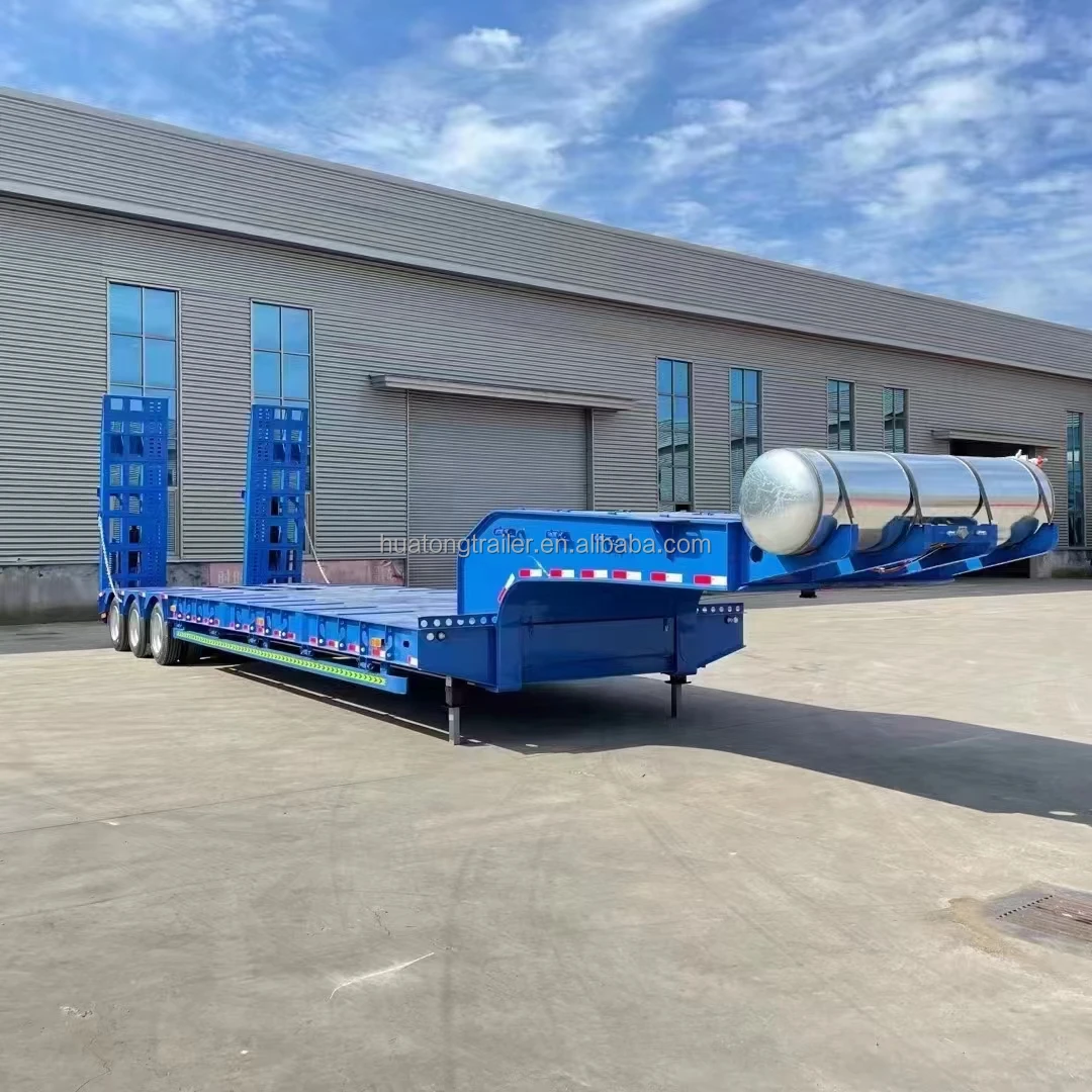 60tons 3axles Low Bed Semi Truck Flat Bed Trailer For Saudi Arabia 2 3 ...