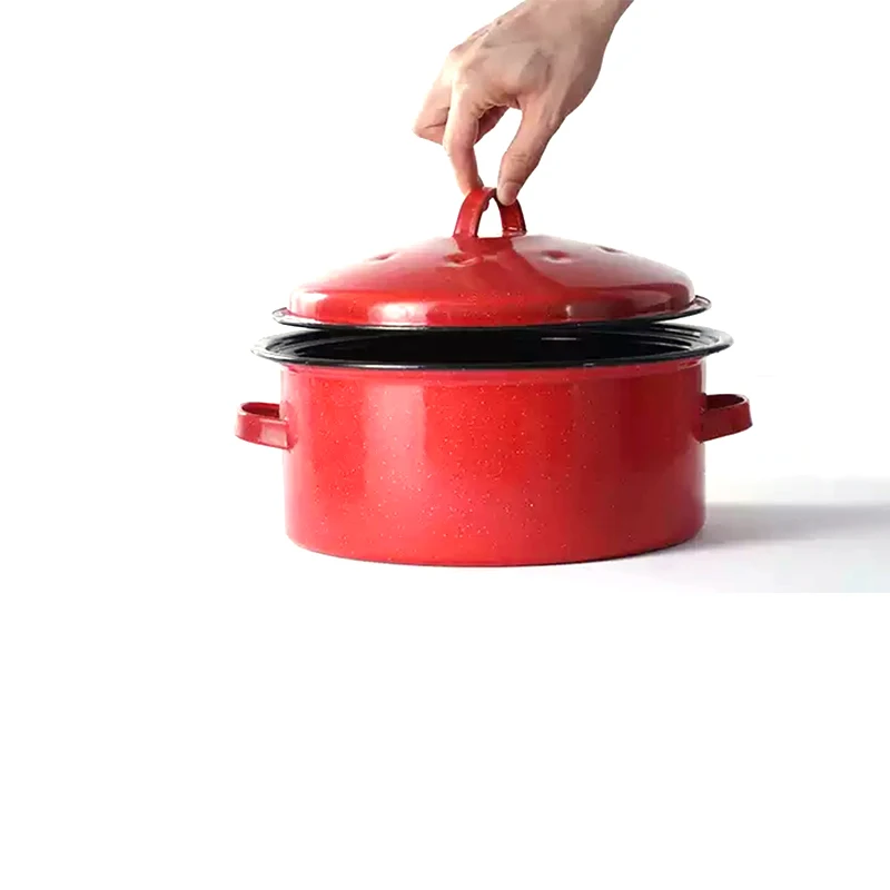 Factory Wholesale Black Speckled Enamel Carbon Steel Small Round Pot