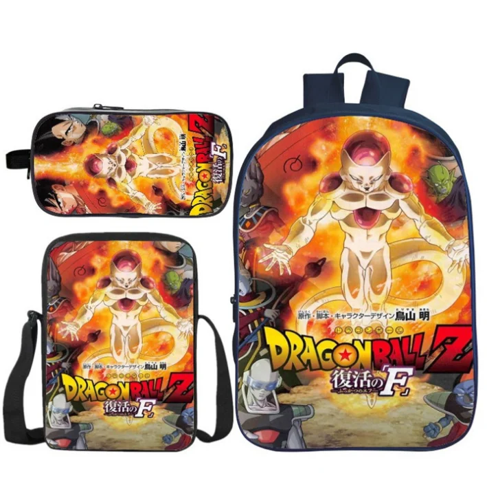 3pcs/Set Dragon Ball Z Son Goku Backpack Children's 3D Cartoon Schoolbag  for Primary School Comfortable Backpack-G 