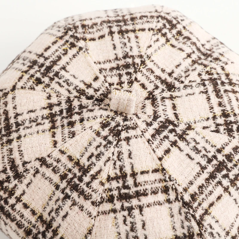 Wholesale Winter Women Fashion Artist Painter Newsboy Hat Plaid Beret Hat