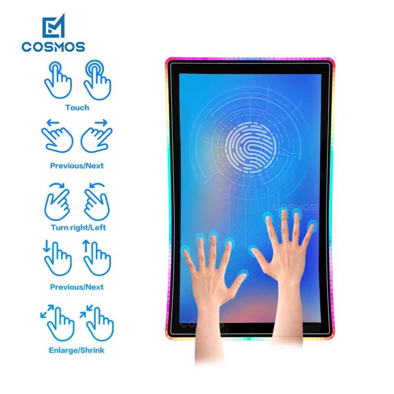Custom 21 27 32 43 55 Inch Kiosk TouchScreen Display 4k Capacitive Vertical Arcade Game Machine Flat Curved Touch Screen Monitor