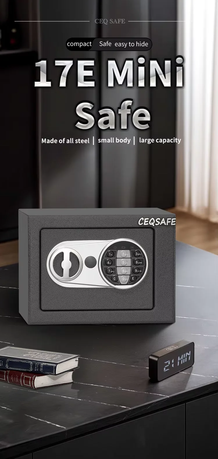 CEQSAFE Wholesale Security Home Electronic Safe Digital Hotel Mini Safe Box manufacture