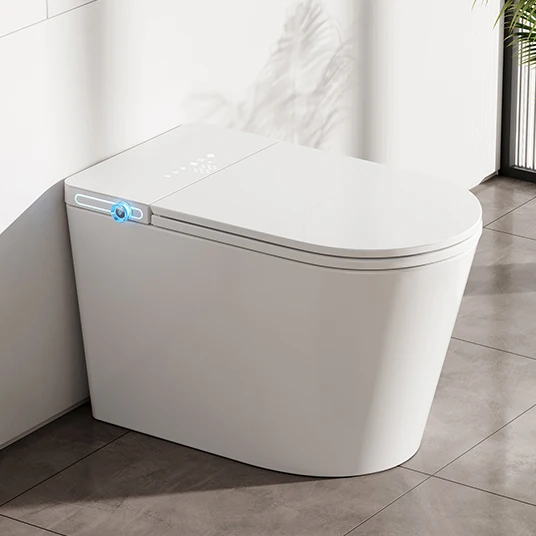 Automatická sanita – elektrická inteligentní toaletní mísa, bílá barva, podlahová montáž, automaticky se otevírající elektrická chytrá toaleta s bidetem
