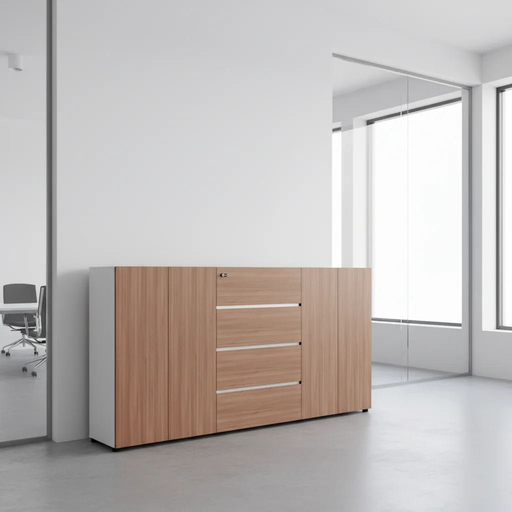 Large Capacity Lockable Solid Wood Frame Professional Filing Cabinet for Home Office and Bedroom Modern Furniture 4