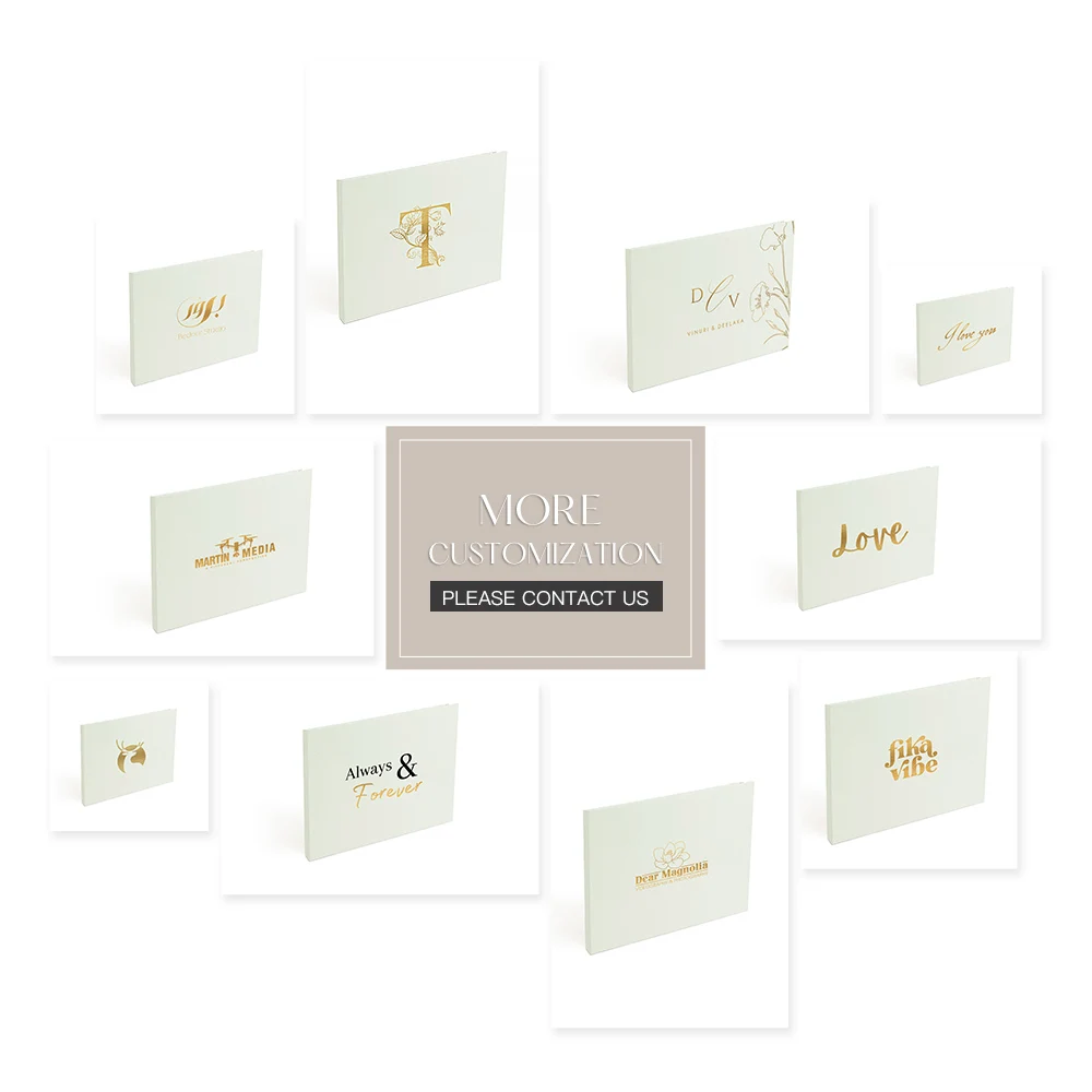 Customized Digital Book Wedding 7 Inch Lcd Video Album Always Forever Gold Foil Linen Bound Video Book