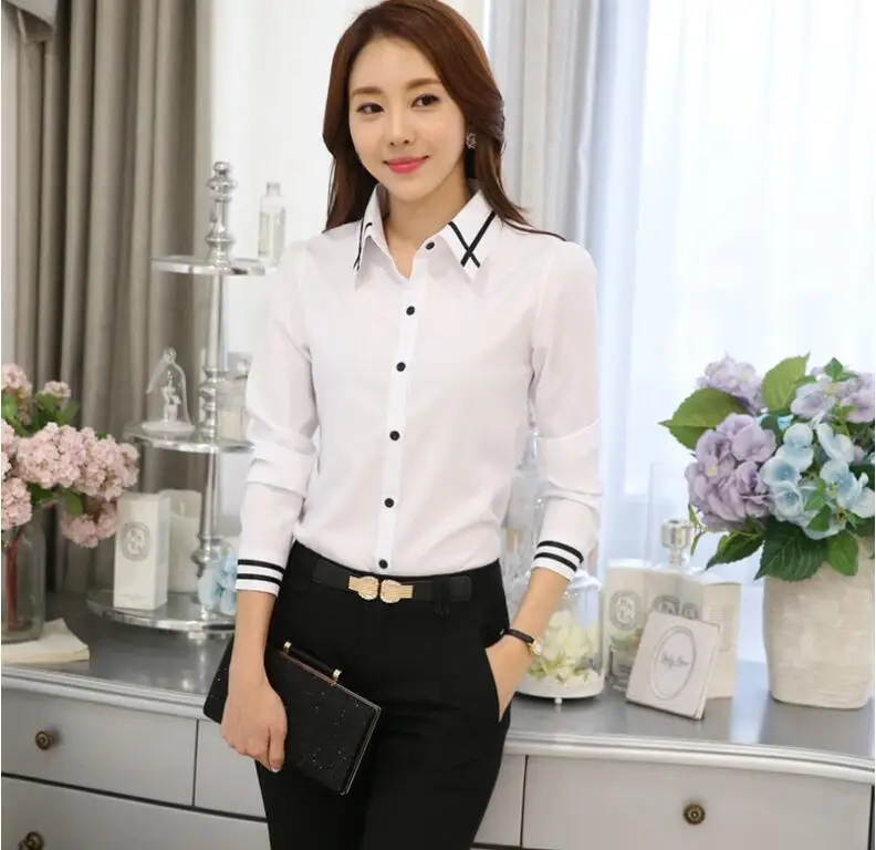 Spring New Casual White Shirt Women's Long Sleeve Straight Loose Top ...
