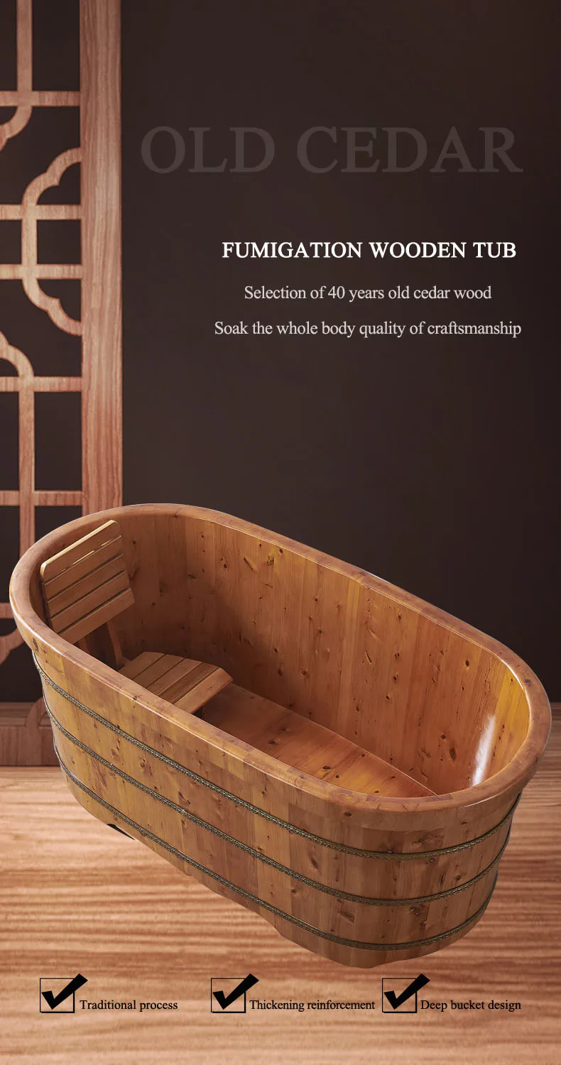 Wooden Barrel Bathtub Bath Tubs Soak Wood Solid Japanese Style Outdoor