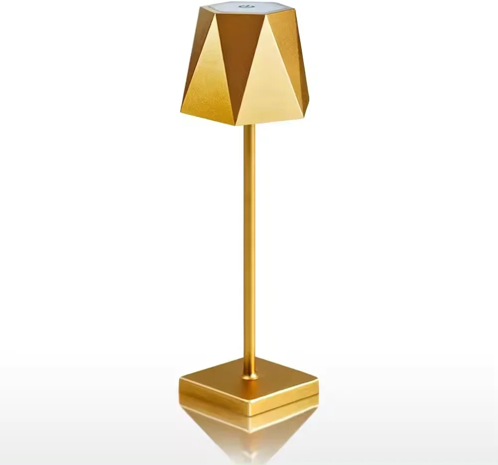 thumbnail image 2 of Cordless Metal Table Lamp | Touch Control Dimmable Rechargeable Night Light | Golden Modern LED 2 of 3