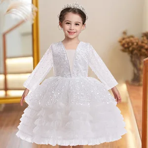 Hot Sale Customized  Children Clothing Wedding Party Princess Girls  Flower Dresses for  Girls Clothes