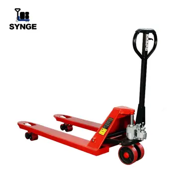 SYNGE Low Profile Manual Transpallet Hand Pallet Truck 2000 Kg to 2500 Kg Capacity Nylon PU Rubber Wheel for Retail Price