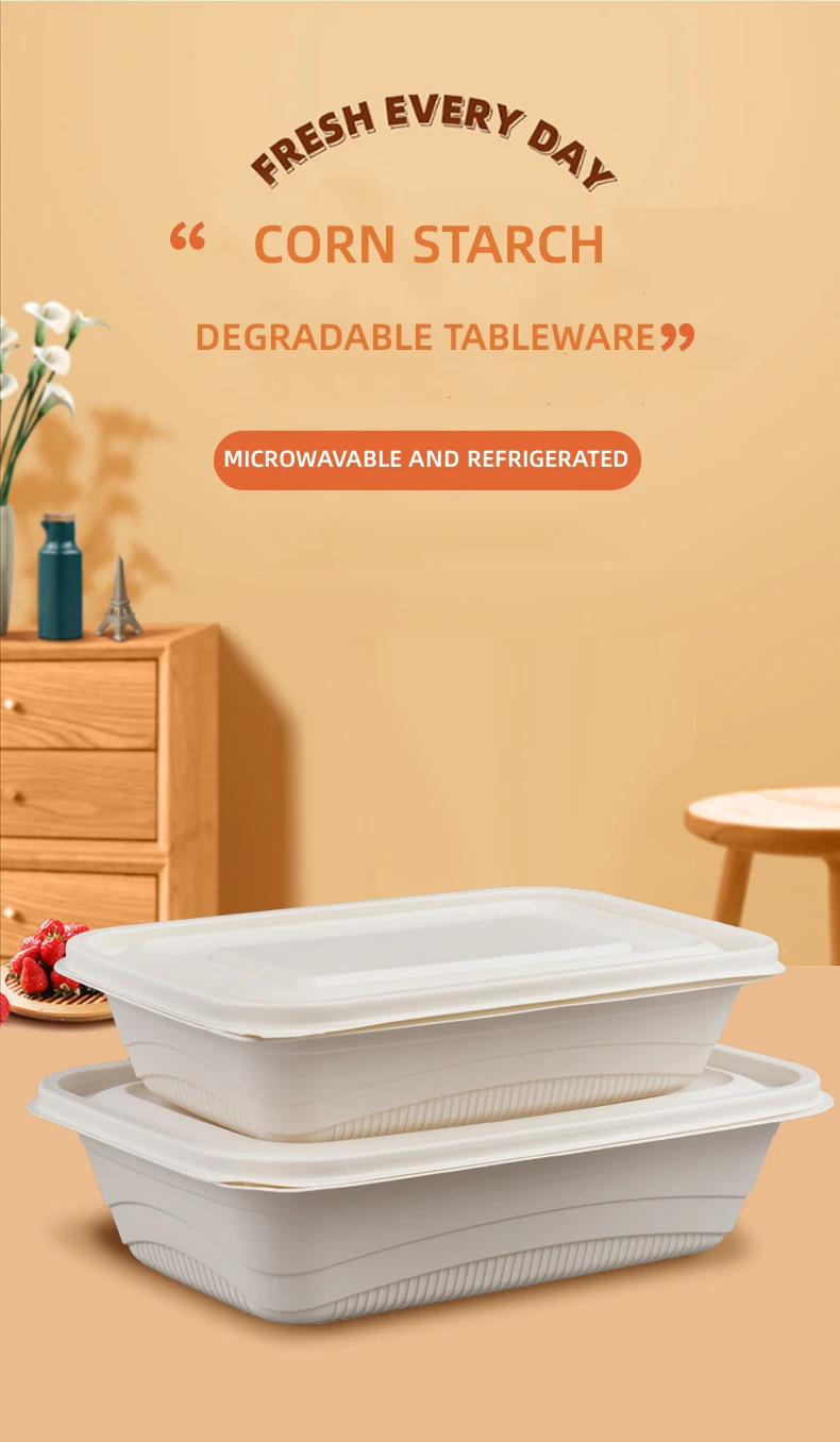 Safe Eco Friendly Degradable Packaging Boxes Corn Starch Takeaway Food ...