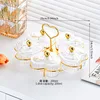 Porte-assiette transparent en forme de coeur à 5 compartiments avec perles dorées