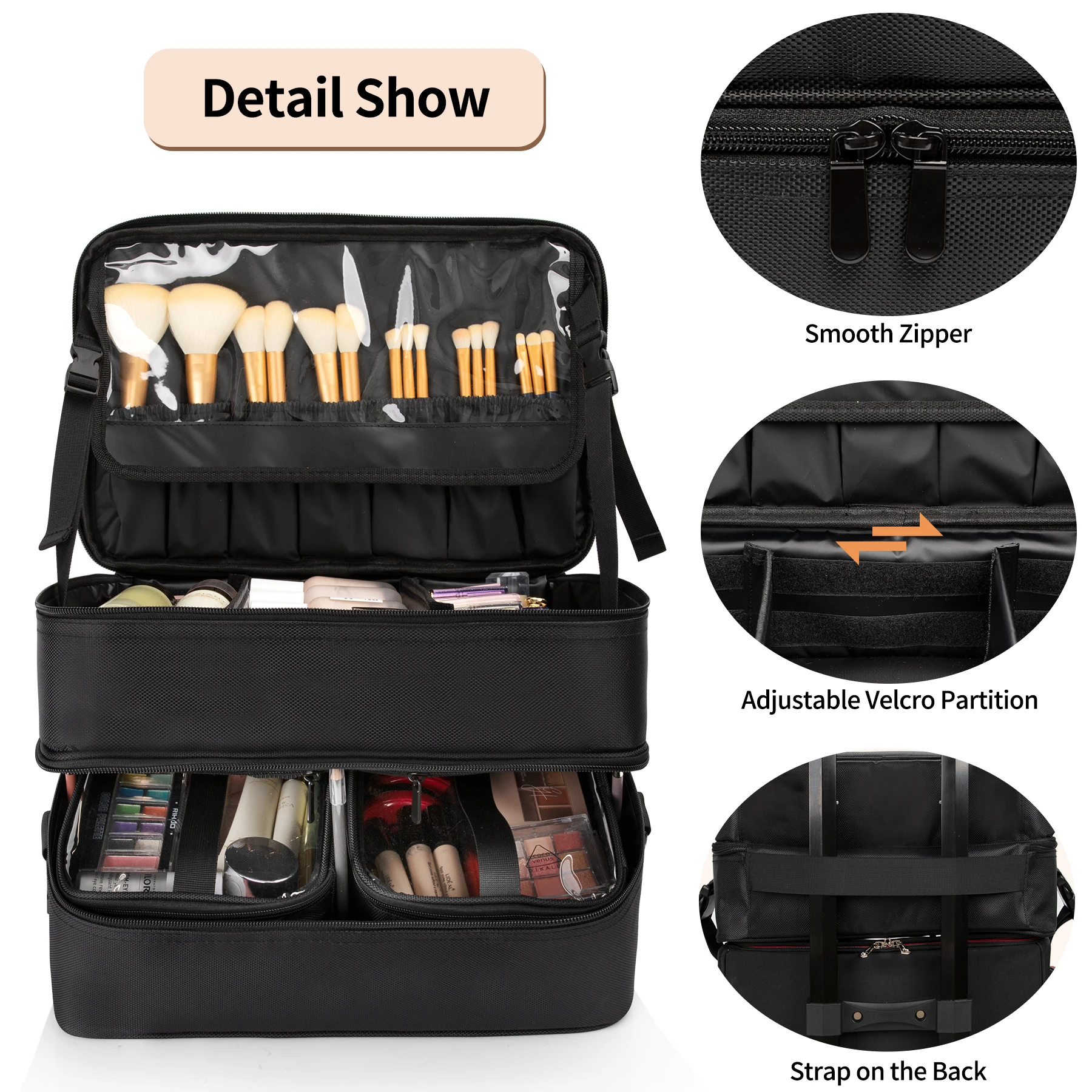 Relavel Makeup Artist Travel Train Case Cosmetic Bags Storage Organizer  Large Makeup Case