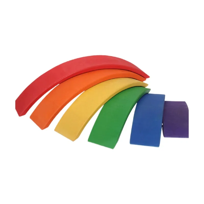 6PCS Montessori Wooden Rainbow Arch Blocks Stacking Intelligence Game Toy 