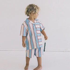 New Designer Trendy Custom Logo Children'S Short Sleeve Two Pieces With Button Design Sports Clothing Sets