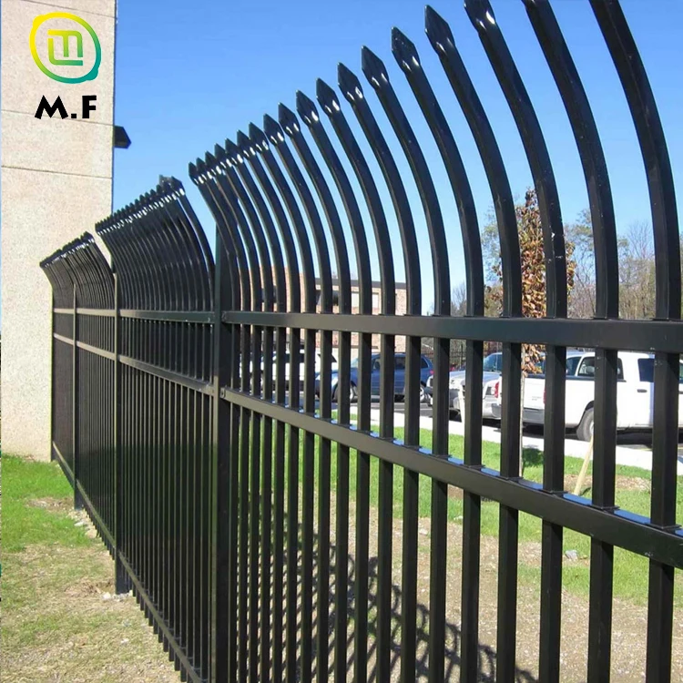 Powder coated 6ft 8ft black galvanized steel metal fence panels picket ornamental fence wrought iron fence