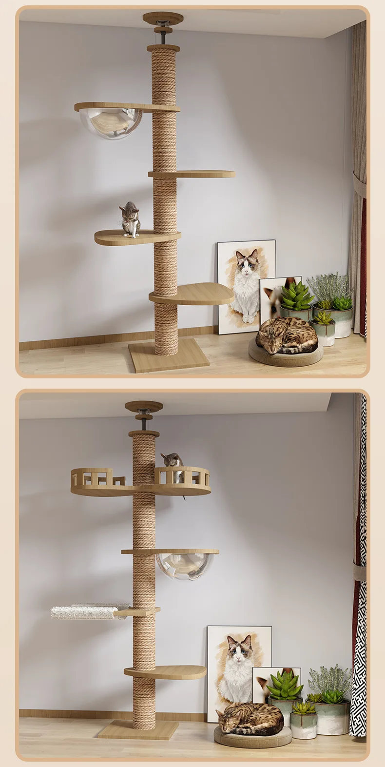 Modern Cat Ceiling Tree Tower Large Cats Condo Tree Play Furniture ...